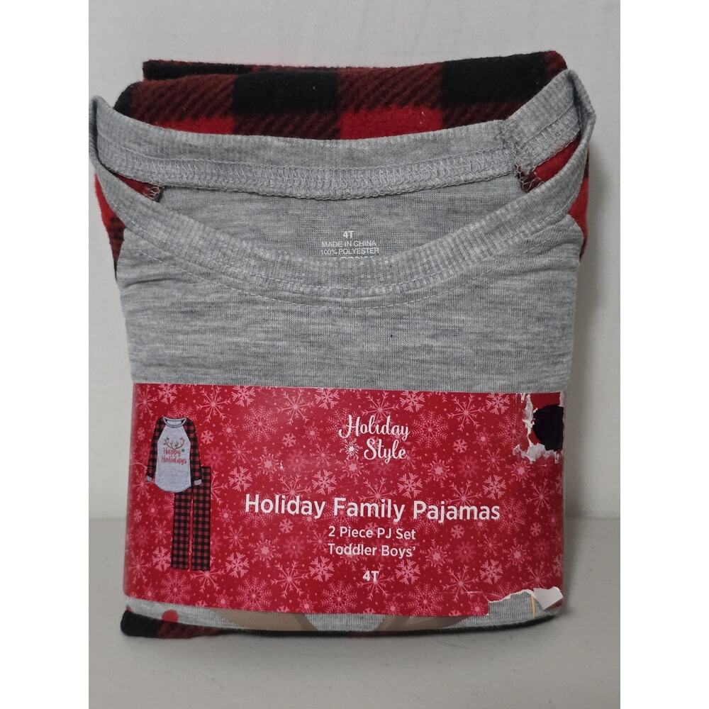 Holiday Style Family Pajamas Boys' 2 Piece Set Size 4T Happy Holidays- NEW